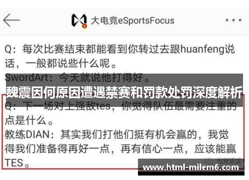 魏震因何原因遭遇禁赛和罚款处罚深度解析